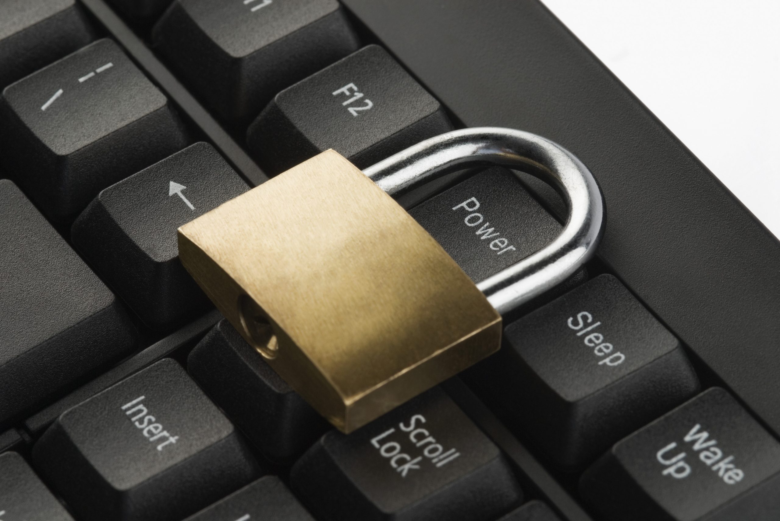 Padlock on a computer keyboard