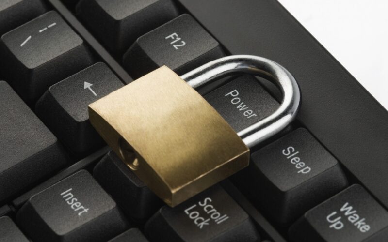 Padlock on a computer keyboard